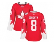 Women's Adidas Team Canada #8 Drew Doughty Authentic Red Away 2016 World Cup Hockey Jersey