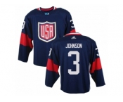 Men Adidas Team USA #3 Jack Johnson Navy Blue 2016 World Cup Ice Hockey Jersey