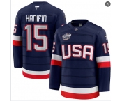 Men's USA #15 Noah Hanifin Blue 2026 Stitched Jersey Men's USA #15 Noah Hanifin Blue 2026 Stitched Jersey