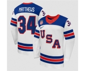 Men's USA #34 Auston Matthews White 2026 Stitched Jersey Men's USA #34 Auston Matthews White 2026 Stitched Jersey