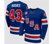Men's USA #43 Quinn Hughes Royal 2026 Stitched Jersey Men's USA #43 Quinn Hughes Royal 2026 Stitched Jersey