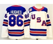 Men's USA #86 Jack Hughes White 2025-2026 Stitched Jersey Men's USA #86 Jack Hughes White 2025-2026 Stitched Jersey