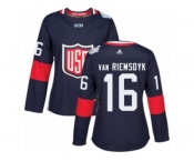 Women's Adidas Team USA #16 James van Riemsdyk Premier Navy Blue Away 2016 World Cup Hockey Jersey