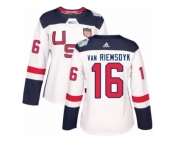 Women's Adidas Team USA #16 James van Riemsdyk Premier White Home 2016 World Cup Hockey Jersey