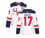 Women's Adidas Team USA #17 Ryan Kesler Premier White Home 2016 World Cup Hockey Jersey