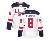 Women's Adidas Team USA #8 Joe Pavelski Authentic White Home 2016 World Cup Hockey Jersey