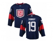 Youth Adidas Team USA #19 Brandon Dubinsky Premier Navy Blue Away 2016 World Cup Ice Hockey Jersey