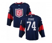 Youth Adidas Team USA #74 T. J. Oshie Premier Navy Blue Away 2016 World Cup Ice Hockey Jersey