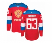 Men's Adidas Team Russia #63 Evgenii Dadonov Premier Red Away 2016 World Cup of Hockey Jersey