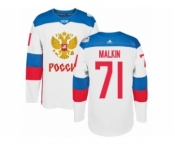 Men's Adidas Team Russia #71 Evgeni Malkin Authentic White Home 2016 World Cup of Hockey Jersey