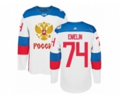 Men's Adidas Team Russia #74 Alexei Emelin Authentic White Home 2016 World Cup of Hockey Jersey