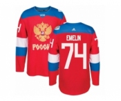 Men's Adidas Team Russia #74 Alexei Emelin Premier Red Away 2016 World Cup of Hockey Jersey