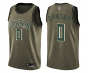 Youth Milwaukee Bucks #0 Donte DiVincenzo Swingman Green Salute to Service Basketball Jersey