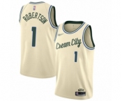 Youth Milwaukee Bucks #1 Oscar Robertson Swingman Cream Basketball Jersey - 2019-20 City Edition