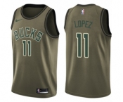 Youth Nike Milwaukee Bucks #11 Brook Lopez Swingman Green Salute to Service NBA Jersey