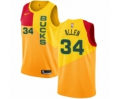 Youth Nike Milwaukee Bucks #34 Ray Allen Swingman Yellow NBA Jersey - City Edition