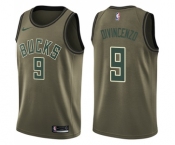 Youth Nike Milwaukee Bucks #9 Donte DiVincenzo Swingman Green Salute to Service NBA Jersey