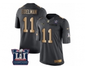 Men's Nike New England Patriots #11 Julian Edelman Limited Black Gold Salute to Service Super Bowl LI Champions NFL Jersey