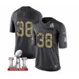 Men's Nike New England Patriots #38 Brandon Bolden Limited Black 2016 Salute to Service Super Bowl LI 51 NFL Jersey