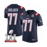 Men's Nike New England Patriots #77 Nate Solder Limited Navy Blue Rush Super Bowl LI 51 NFL Jersey