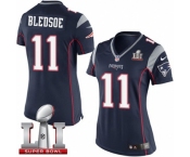 Women's Nike New England Patriots #11 Drew Bledsoe Elite Navy Blue Team Color Super Bowl LI 51 NFL Jersey