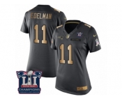 Women's Nike New England Patriots #11 Julian Edelman Limited Black Gold Salute to Service Super Bowl LI Champions NFL Jersey
