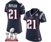 Women's Nike New England Patriots #21 Malcolm Butler Limited Navy Blue Team Color Super Bowl LI 51 NFL Jersey