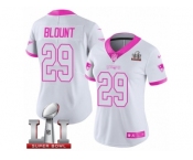 Women's Nike New England Patriots #29 LeGarrette Blount Limited White Pink Rush Fashion Super Bowl LI 51 NFL Jersey