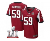 Men's Nike Atlanta Falcons #59 De'Vondre Campbell Elite Red Team Color Super Bowl LI 51 NFL Jersey