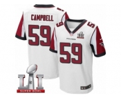 Men's Nike Atlanta Falcons #59 De'Vondre Campbell Elite White Super Bowl LI 51 NFL Jersey