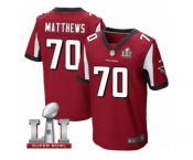 Men's Nike Atlanta Falcons #70 Jake Matthews Elite Red Team Color Super Bowl LI 51 NFL Jersey