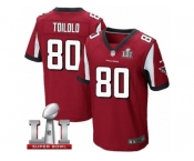 Men's Nike Atlanta Falcons #80 Levine Toilolo Elite Red Team Color Super Bowl LI 51 NFL Jersey