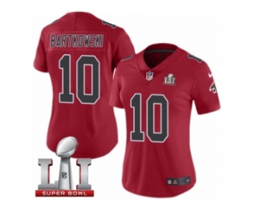 Women's Nike Atlanta Falcons #10 Steve Bartkowski Limited Red Rush Super Bowl LI 51 NFL Jersey
