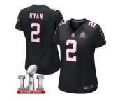 Women's Nike Atlanta Falcons #2 Matt Ryan Limited Black Alternate Super Bowl LI 51 NFL Jersey