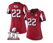 Women's Nike Atlanta Falcons #22 Keanu Neal Limited Red Team Color Super Bowl LI 51 NFL Jersey