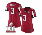 Women's Nike Atlanta Falcons #3 Matt Bryant Limited Red Team Color Super Bowl LI 51 NFL Jersey