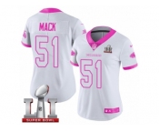 Women's Nike Atlanta Falcons #51 Alex Mack Limited White Pink Rush Fashion Super Bowl LI 51 NFL Jersey