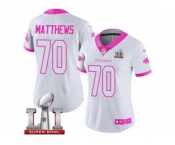 Women's Nike Atlanta Falcons #70 Jake Matthews Limited White Pink Rush Fashion Super Bowl LI 51 NFL Jersey