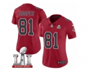 Women's Nike Atlanta Falcons #81 Austin Hooper Limited Red Rush Super Bowl LI 51 NFL Jersey