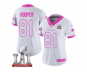 Women's Nike Atlanta Falcons #81 Austin Hooper Limited White Pink Rush Fashion Super Bowl LI 51 NFL Jersey