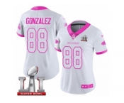 Women's Nike Atlanta Falcons #88 Tony Gonzalez Limited White Pink Rush Fashion Super Bowl LI 51 NFL Jersey