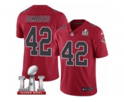 Youth Nike Atlanta Falcons #42 Patrick DiMarco Limited Red Rush Super Bowl LI 51 NFL Jersey