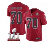 Youth Nike Atlanta Falcons #70 Jake Matthews Limited Red Rush Super Bowl LI 51 NFL Jersey