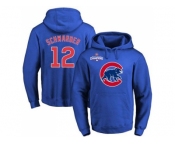 Chicago Cubs #12 Kyle Schwarber Blue 2016 World Series Champions Primary Logo Pullover Baseball Hoodie