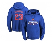 Chicago Cubs #23 Ryne Sandberg Blue 2016 World Series Champions Pullover Baseball Hoodie
