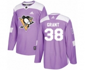 Adidas Pittsburgh Penguins #38 Derek Grant Authentic Purple Fights Cancer Practice NHL Jersey