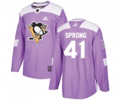 Adidas Pittsburgh Penguins #41 Daniel Sprong Authentic Purple Fights Cancer Practice NHL Jersey
