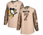 Adidas Pittsburgh Penguins #7 Paul Martin Authentic Camo Veterans Day Practice NHL Jersey