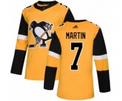 Adidas Pittsburgh Penguins #7 Paul Martin Authentic Gold Alternate NHL Jersey