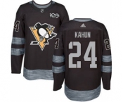 Men's Penguins #24 Dominik Kahun Black 1917-2017 100th Anniversary Stitched Hockey Jersey